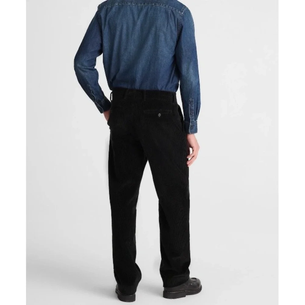 Madewell Mens Black Corduroy Straight Leg Pleated Trousers‎ Size 30X31 NWT
